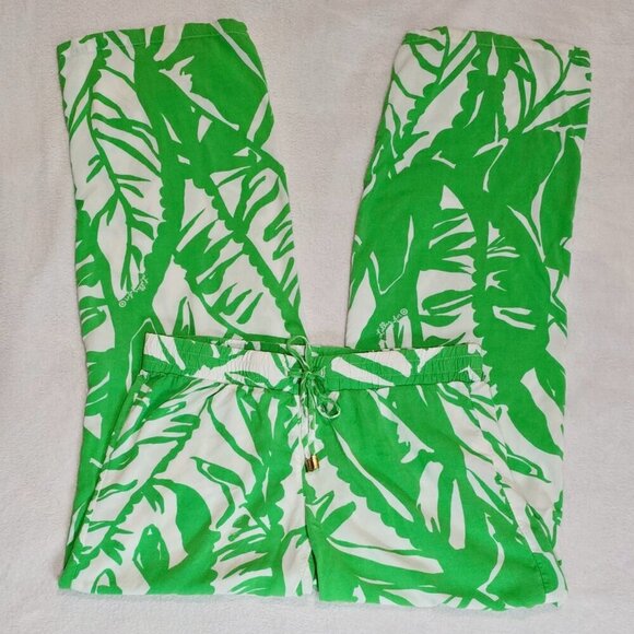 Lilly Pulitzer ✦ Boom Boom Tropical Palazzo Pants ✦ Green White Wide Leg Beach S - Picture 3 of 12